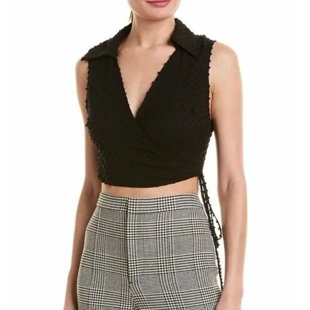 ✨Alice + Olivia Roseann Silk Blend Crop Black Sz 2 Top✨